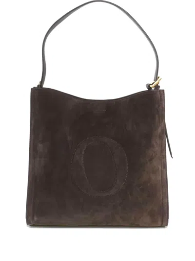 Orciani Suede Adjustable Strap Tote Bag In Brown