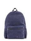 Orciani Suede Backpack Woven Texture Leather Handle In Blue