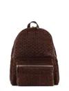 Orciani Suede Backpack Featuring Woven Texture Design In Brown