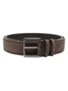 Orciani Nabucco Classic Belt In Dark Brown Nubuck 3,5 Cm In Brown