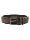 Orciani Nabucco Classic Belt In Dark Brown Nubuck 3,5 Cm In Brown