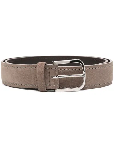 Orciani Suede Buckle Belt In Neutrals