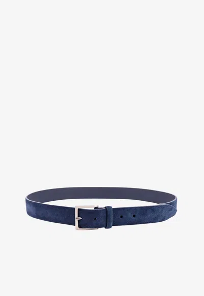Orciani Suede Buckled Belt In Blue