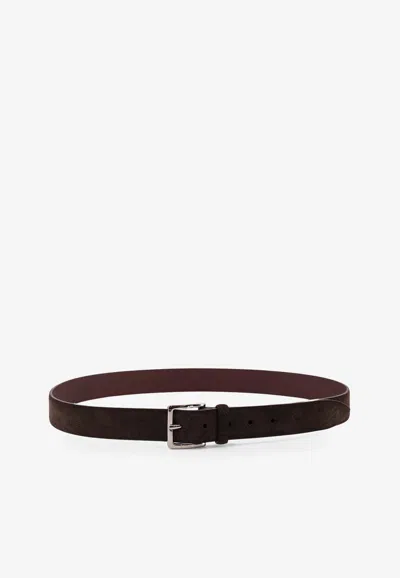 Orciani Suede Buckled Belt In Brown