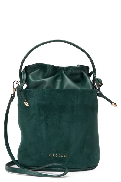 Orciani Small Her-o Peach Oro Suede Bucket Bag In Green