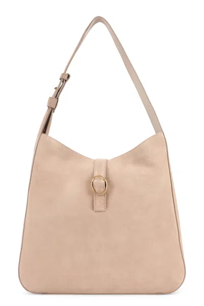 Orciani Suede Hobo Shoulder Handbag In Sand