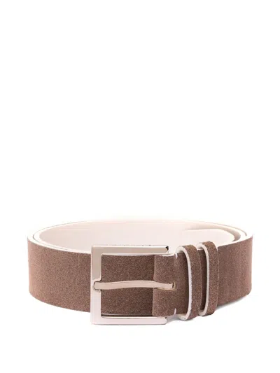 Orciani Suede Leather Belt In Brown