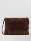 Orciani Suede Messenger Shoulder Bag Adjustable Strap In Brown