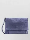 Orciani Suede Messenger Shoulder Bag Adjustable Strap In Blue