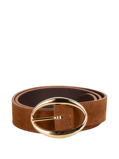 Orciani Suede Oval-buckle Belt In Brown