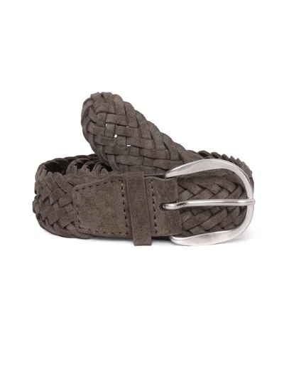 Orciani Suede Plot 3.5 Cm Braided Belt In Brown
