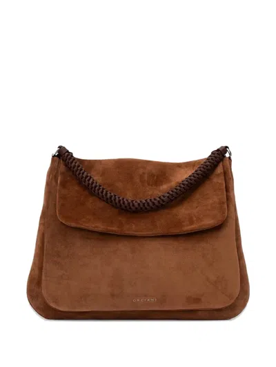Orciani Suede Shoulder Bag In Brown