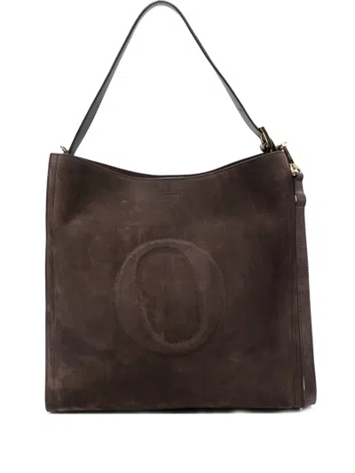 Orciani Suede Shoulder Bag In Brown