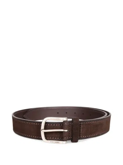 Orciani Suede Topstitched Belt In Brown