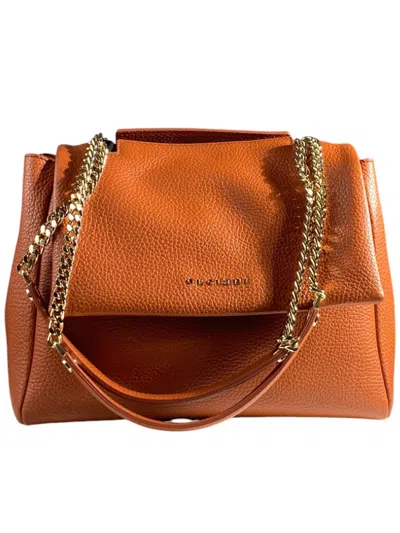 Orciani Sveva Sense Midi Dollar Shoulder Bag In Orange