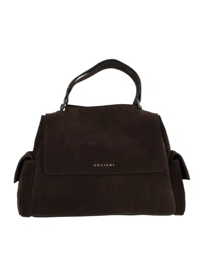 Orciani Sveva Cargo M Peach + Gold Bag In Brown