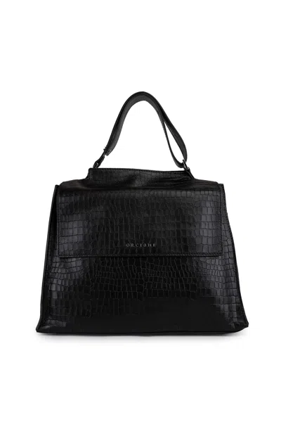 Orciani Sveva Cocco Shoulder Bag In Nappa In Nero