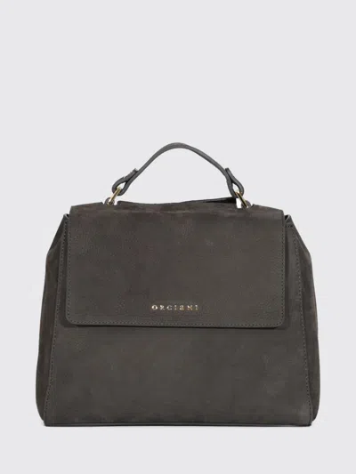 Orciani Sveva Hammered Leather Handbag With Removable Shoulder Strap In Black