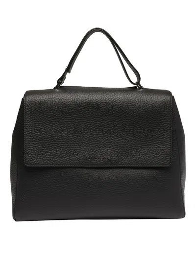 Orciani Sveva Large Hammered Leather Bag In Black