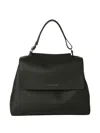 Orciani Structured Black Handbag With Textured Leather In Black