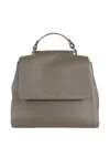 Orciani Sveva Leather Small Tote Bag In Gray