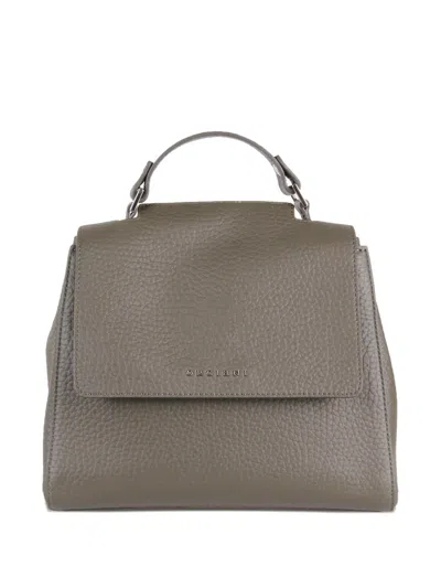 Orciani Sveva Leather Small Tote Bag In Gray