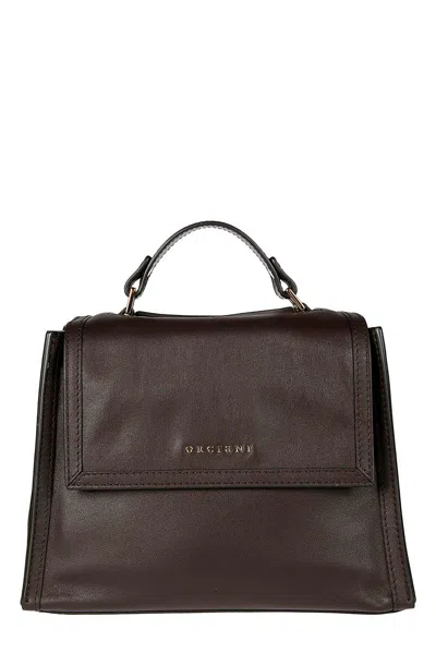 Orciani Sveva Logo Lettering Small Handbag In Cioccolato