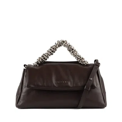 Orciani Sveva Longuette Nappa Bold Chocolate Padded Shoulder Bag In Brown