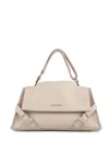 Orciani Sveva Longuette Sense Tote Bag In Leather In Acqua Bianca