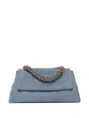 Orciani Twisted-handle Grained-leather Shoulder Bag In Blue