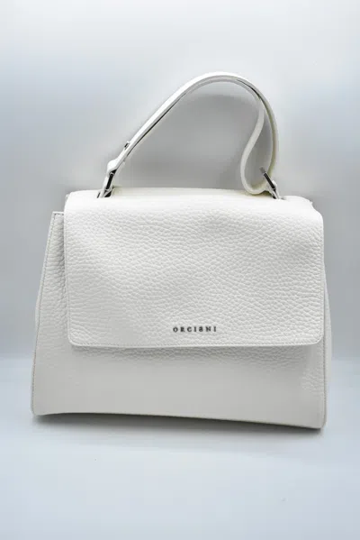 Orciani Sveva Soft Medium Leather Shoulder Bag With Shoulder Strap In White