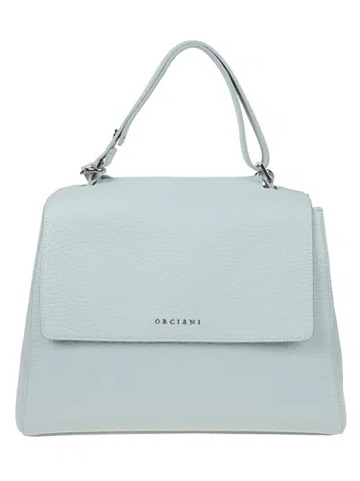 Orciani Sveva Medium Pebbled Leather Handbag In Grey