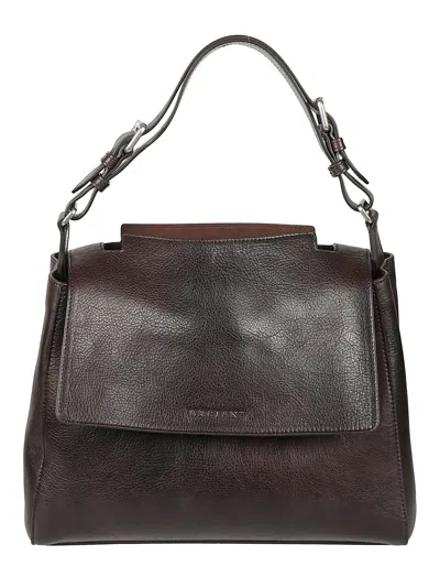 Orciani Sveva Medium Structured Brown Calfskin Handbag