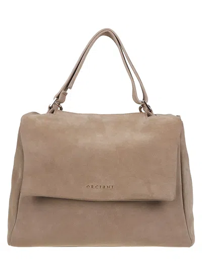 Orciani Sveva Medium Structured Suede Handbag In Multi