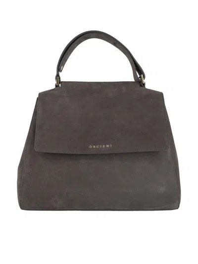 Orciani Sveva Nabucco Medium Nubuck Leather Shoulder Bag With Strap In Black