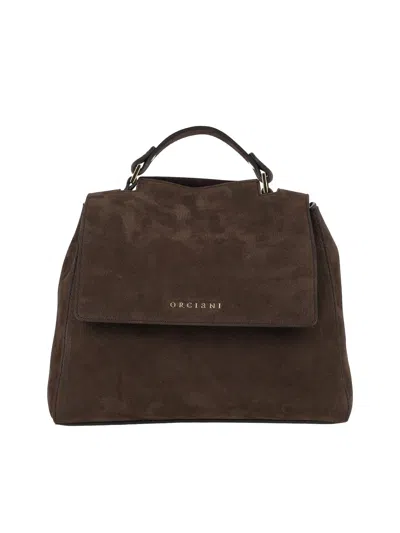 Orciani Sveva Nabucco Small Nubuck Leather Handbag With Strap In Brown