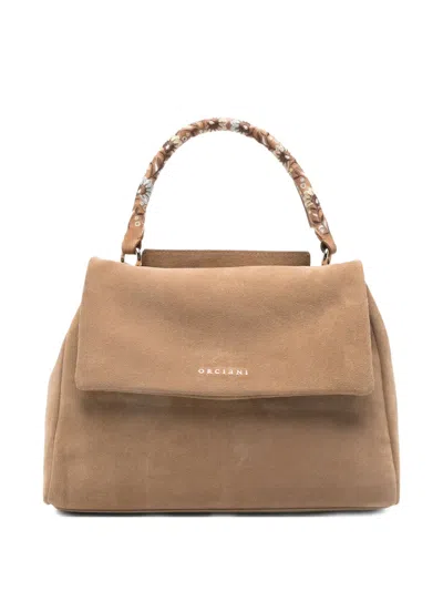 Orciani Sveva Peach Flowers Tote Bag In Neutral