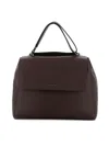 Orciani Sveva Pebbled Leather Medium Bag In Marrón