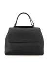 Orciani Sveva Medium Hammered Leather Bag In Negro