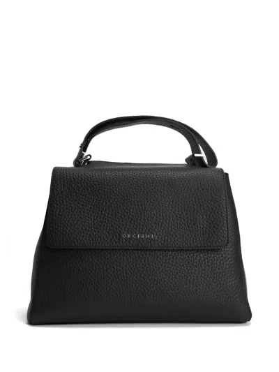 Orciani Sveva Pebbled-leather Shoulder Bag In Black