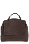 Orciani Structured Dark Brown Leather Shoulder Bag In Brown