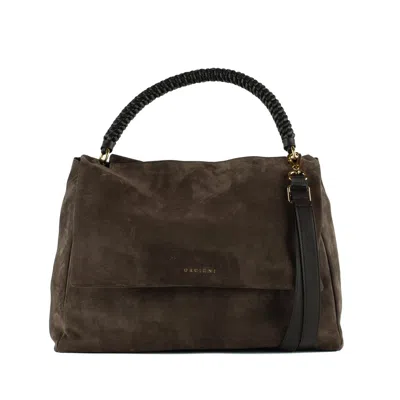 Orciani Sveva Scooby Peach Xl Suede Shoulder Bag With Shoulder Strap In Brown