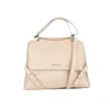 Orciani Sveva Sense Medium Leather Shoulder Bag With White Water Shoulder Strap
