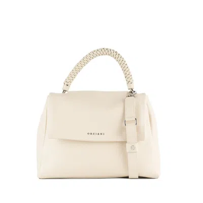 Orciani Sveva Sense Scooby Aqua White Medium Leather Shoulder Bag With Shoulder Strap