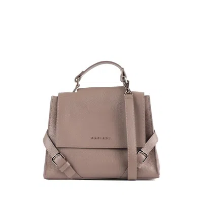 ORCIANI ORCIANI SVEVA SENSE SMALL LEATHER BAG WITH TAUPE SHOULDER STRAP 