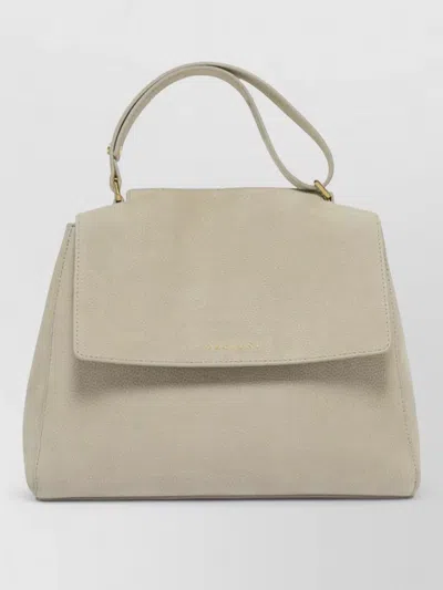 Orciani Sveva Shoulder Bag Textured Handle Strap In Neutral