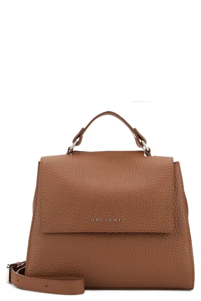 Orciani Sveva Soft Bag In Hammered Leather In Brown