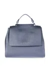 Orciani Small Structured Textured Leather Shoulder Bag In Blue