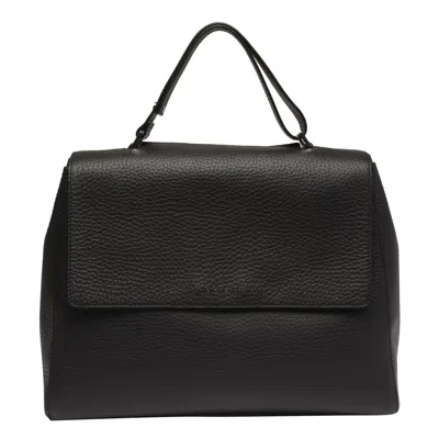 Orciani Sveva Large Hammered Leather Bag In Nero