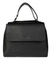 Orciani Sveva Medium Hammered Leather Bag In Black